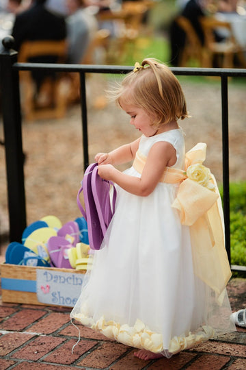 Satin Toddler Tea Length Flower Girl Dress With Bow ACH226