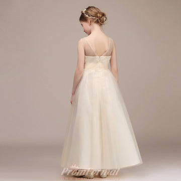 Lovely Champagne Tulle Lace Kids Girl Birthday Party Dress BCH025