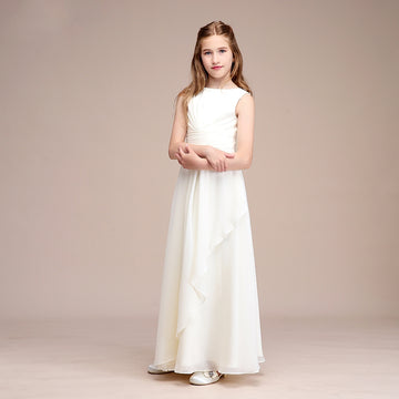 White Chiffon Child Junior Bridesmaids Dress BCH042