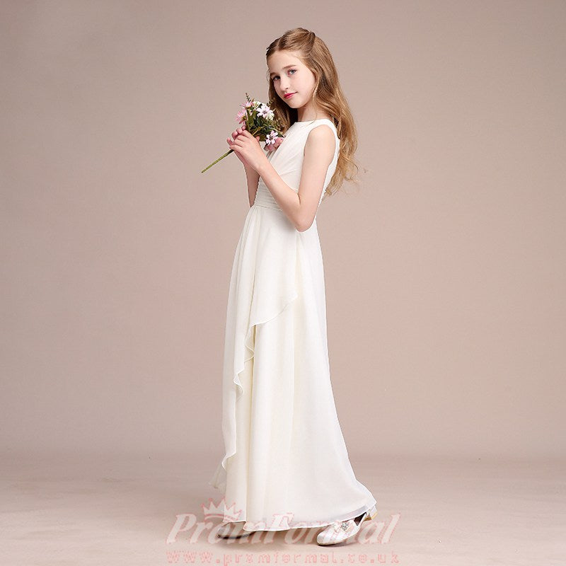 White Chiffon Child Junior Bridesmaids Dress BCH042
