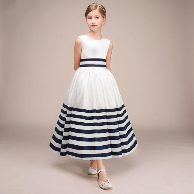 White&Black Lace Kids Girl Sleeveless Flower Girl Dress BDBCH043