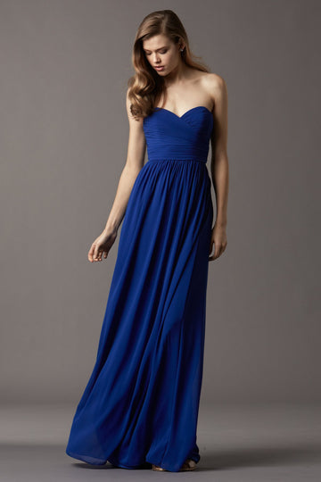 Royal Blue Chiffon A-line Sweetheart Floor-length Bridesmaid Dress(BD761)