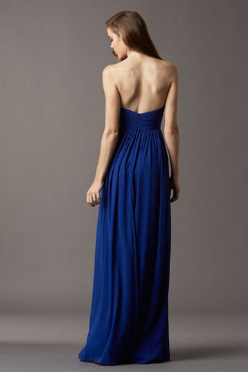 Royal Blue Chiffon A-line Sweetheart Floor-length Bridesmaid Dress(BD761)