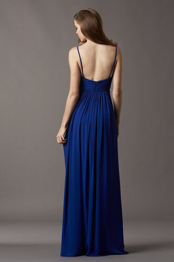 Royal Blue Chiffon A-line Straps Floor-length Bridesmaid Dress(BD767)
