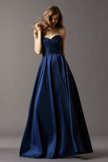 Navy Blue Taffeta A-line Sweetheart Floor-length Vintage Bridesmaid Dress(BD769)