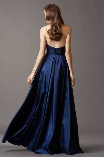 Navy Blue Taffeta A-line Sweetheart Floor-length Vintage Bridesmaid Dress(BD769)