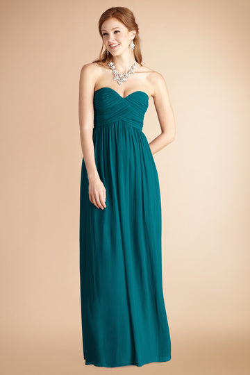 Ink Blue Chiffon A-line Sweetheart Floor-length Bridesmaid Dress(BD778)