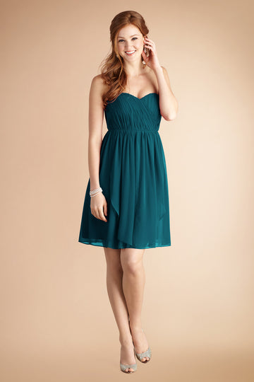 Ink Blue Chiffon A-line Sweetheart Short Bridesmaid Dress For Beach(BD784)