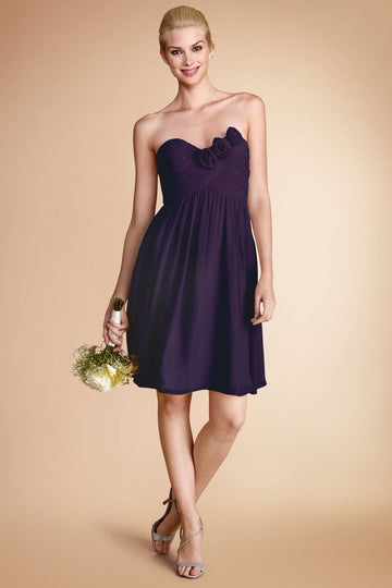 Grape Chiffon A-line Sweetheart Short Bridesmaid Dress For Beach(BD788)