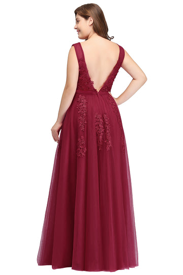 BDCPS304 Burgundy Plus Size V-Neck Lace Bridesmaid Dress BDCPS304 Burgundy Plus Size V-Neck Lace Bridesmaid Dress