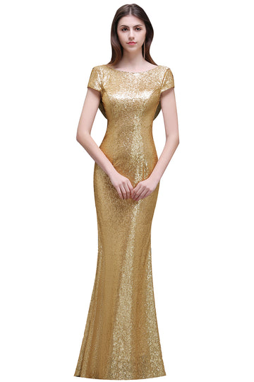 Sparkly Sequins Rose Gold Long Mermaid Bridesmaid Dress BDCPS344