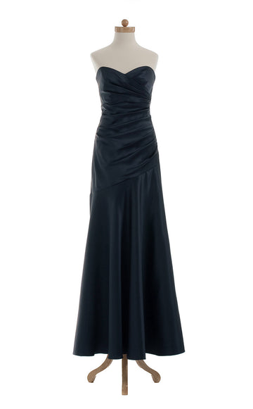 Satin A Line/Princess Black Sweetheart Floor Length Bridesmaid Dress(BSD001)