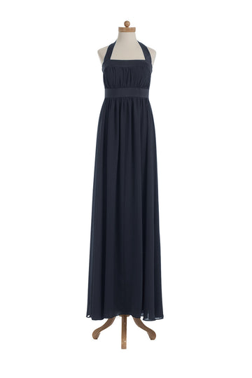 Chiffon A Line/Princess Halter Dark Navy Bridesmaid Dress(BSD003)