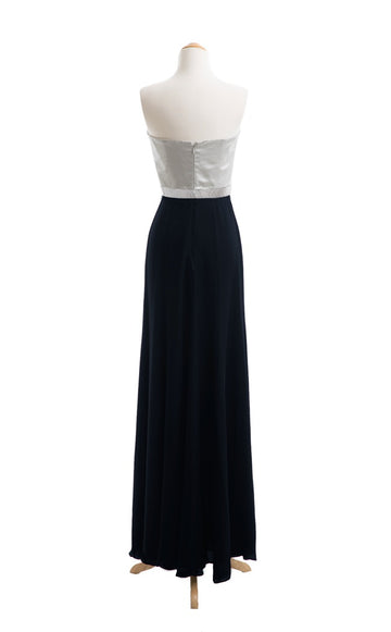 Chiffon , Satin Black and White Sweetheart Bridesmaid Dress(BSD008)