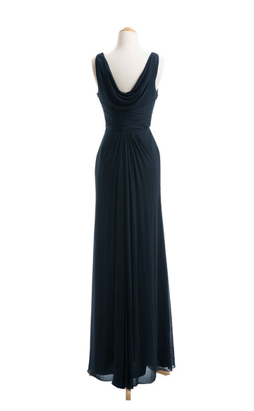 Chiffon A Line/Princess V-Neck Navy Bridesmaid Dress(BSD010)