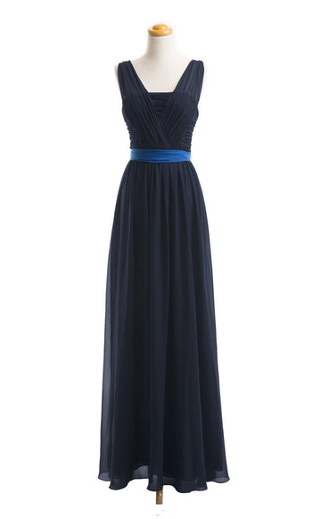 Chiffon A Line/Princess Square Navy Bridesmaid Dress(BSD011)