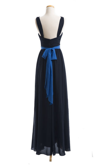 Chiffon A Line/Princess Square Navy Bridesmaid Dress(BSD011)