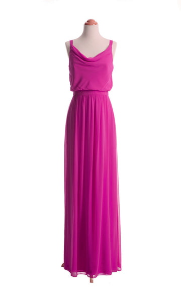 Chiffon A Line Fuchsia Floor Length Bridesmaid Dress(BSD018)