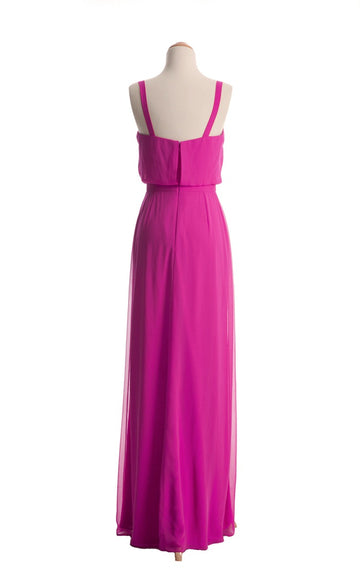 Chiffon A Line Fuchsia Floor Length Bridesmaid Dress(BSD018)