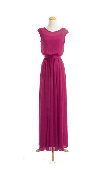 Chiffon A Line/Princess Jewel Floor Length Bridesmaid Dress(BSD020)
