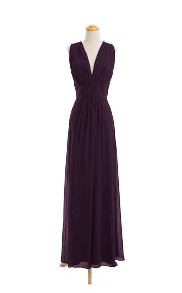 Chiffon A Line V-Neck Floor Length Bridesmaid Dress(BSD038)