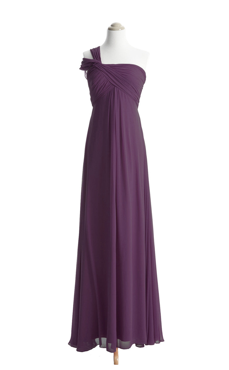 Chiffon A Line One Shoulder Floor Length Bridesmaid Dress(BSD039)