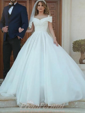 Off the Shoulder Ball Gown Wedding Dresses BWD015