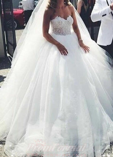 Sweetheart Tulle Bride Ball Gown Honeymoon Lace Bridal Dress BWD025