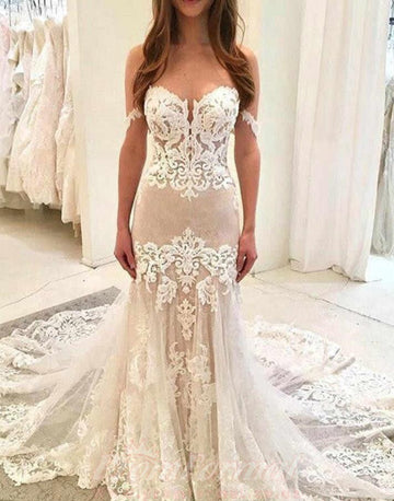 Mermaid Lace Sweetheart Wedding Dress for Petite Brides BWD054