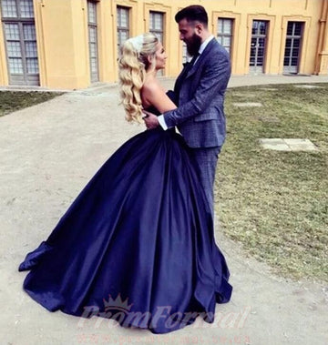 Sweetheart Navy Blue Simple Wedding Dress Quinceanera Gown BWD083