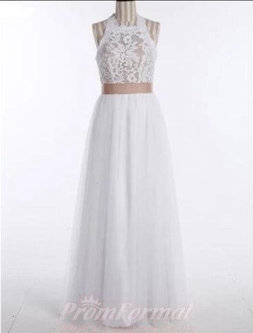 A line Lace Boho Halter Beach Summer Bohemian Wedding Dress BWD097