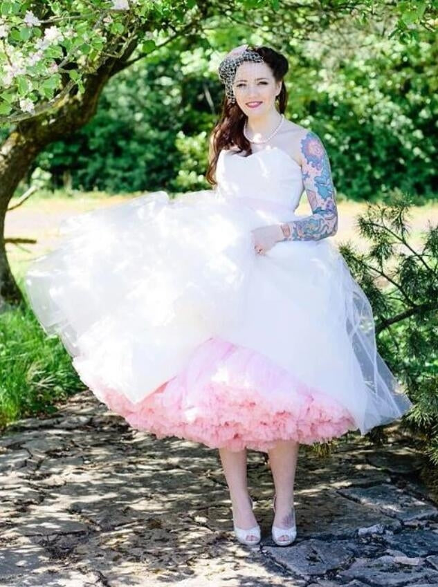 Sweetheart Plus Size 1950s Vintage Short Tea Length Rockabilly Country Wedding Dress BWD116