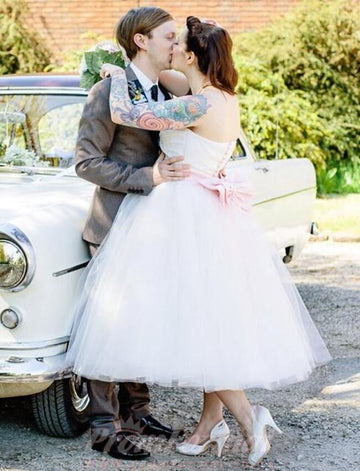 Sweetheart Plus Size 1950s Vintage Short Tea Length Rockabilly Country Wedding Dress BWD116
