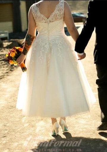 Plus Size Tea Length 1950s Rockabilly Lace Wedding Dress Old Lady London BWD121