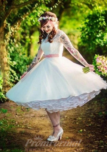 Vintage Country Plus Size Tea Length 50s Rockabilly Wedding Dress Edinburgh BWD127