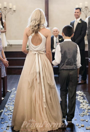 Champagne Straps Church Boho Rustic Modern Wedding Dress Cardiff BWD144