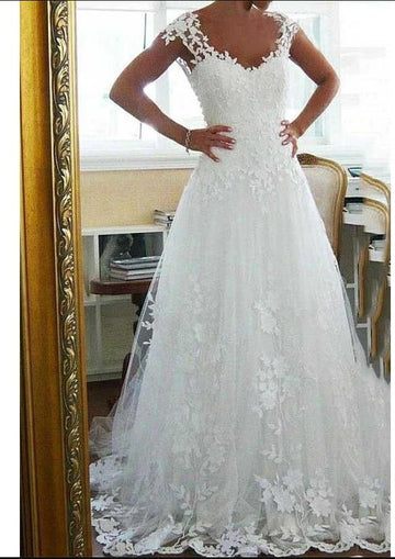 Vintage Lace A line Wedding Dress for Black Ladies BWD167