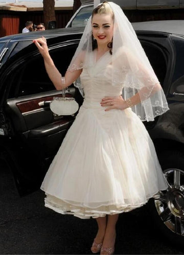 Rockabilly Tea Length 50s Style Short Wedding Dress Honeymoon BWD176