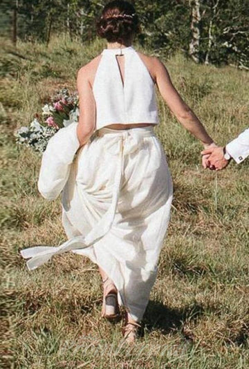 Halter Casual Country Two Piece Outdoor Wedding Dress BWD182