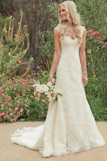 Romantic Mermaid Garden Lace Wedding Dress With Train BWD186