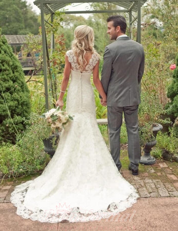 Romantic Mermaid Garden Lace Wedding Dress With Train BWD186