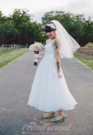 Rockabilly Sweetheart Country Tea Length Short 1950s Wedding Dress BWD207