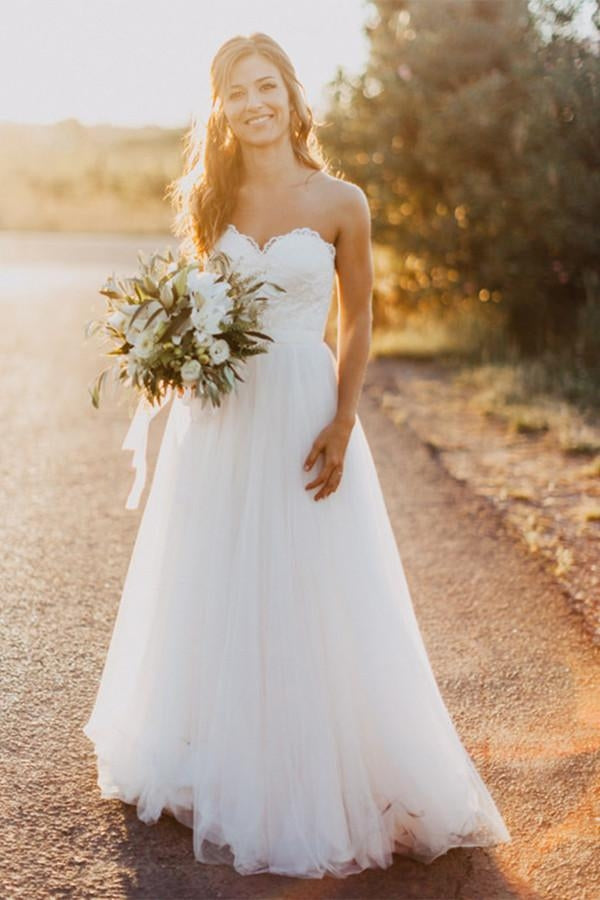 Sweetheart A-line Country Summer Wedding Dress BWD210