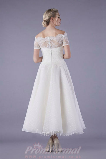 Off The Shoulder Rockabilly Lace 50s style Wedding Dress Marriage BWD276
