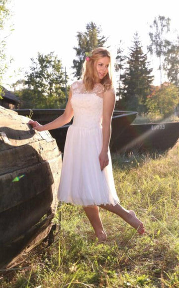 Tea Length Rockabilly Wedding Dress Outdoor Weddings BWD288