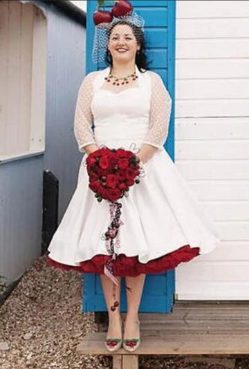 Tea Length Halter 50s Polka Dot Rockabilly Wedding Dress  BWD309