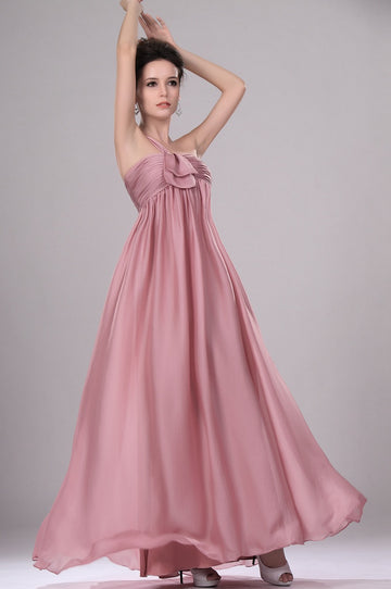 Blushing Pink Chiffon A-line One Shoulder Bridesmaid Dress(UKBD03-437)