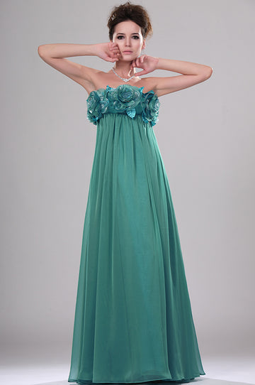 A-Line Jade Chiffon Strapless With Draping Bridesmaid Dress(UKBD03-444)