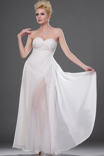 A-Line Ivory Chiffon Sweetheart Split Front Bridesmaid Dress(UKBD03-445)