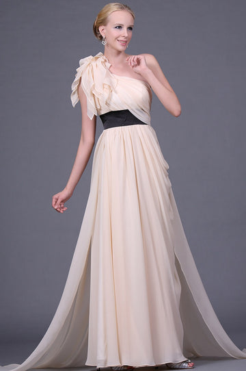 A-Line Pearl Pink Mother Gowns One Shoulder With Draping Bridesmaid Dress(UKBD03-452)